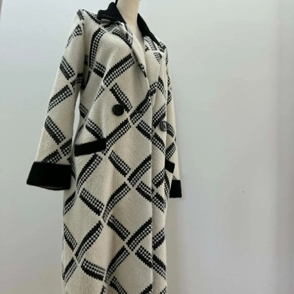 Joseph Ribkoff Checkered Jacket | Vanilla & Black | Style 223952 | Size S/P - Picture 15 of 15